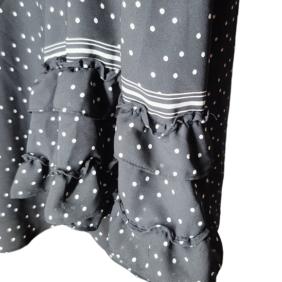 Karl Lagerfeld Polka Dot Three Quarter Sleeve Blouse Black and White size M - Picture 4 of 6